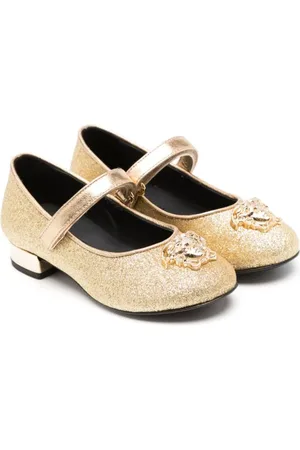 VERSACE Ballerinas im Metallic-Look mit Medusa-Schild