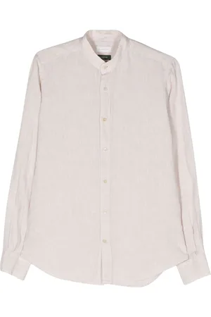 Glanshirt Leinenhemd mit Stehkragen
