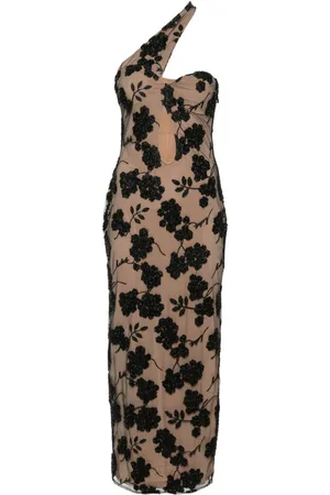 ROTATE Midikleid mit floralen Perlen