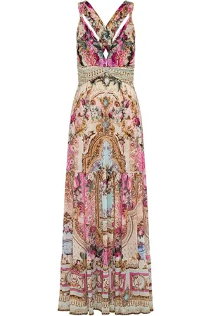 Camilla V-Ausschnitt-Midikleid mit Print