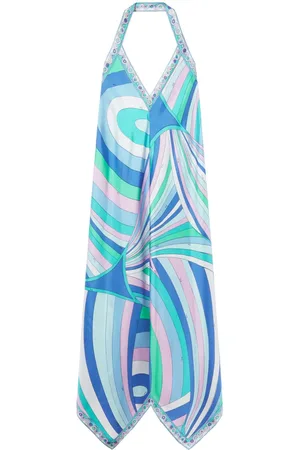 Puccini Neckholder-Seidenkleid mit Print