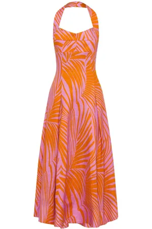 Nicholas Seraphina Leinenkleid mit Palmen-Print