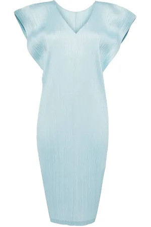 PLEATS PLEASE ISSEY MIYAKE Plissiertes Midikleid mit V-Ausschnitt
