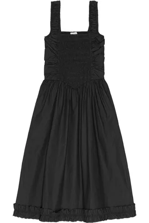 Ganni Popeline-Kleid mit Raffungen