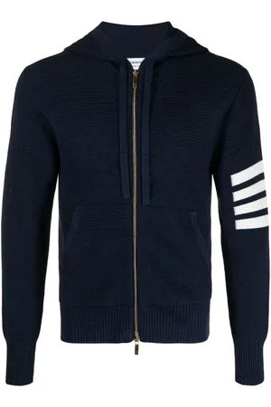 Thom Browne Hoodie in Waffelstrick mit 4-Streifen-Logo