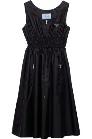 Prada Re-Nylon-Midikleid mit Logo-Applikation