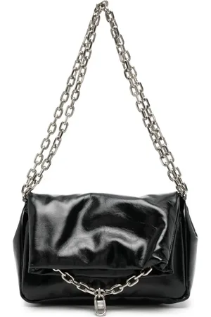 SYSTEM Gefütterte Schultertasche aus Leder