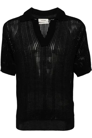 SYSTEM Skashi Poloshirt mit Lochstrickmuster