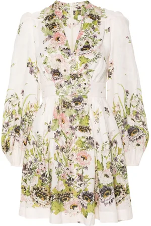ZIMMERMANN Halliday Plunge Minikleid aus Leinen