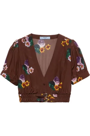 Prada Cropped-Top mit Blumen-Print