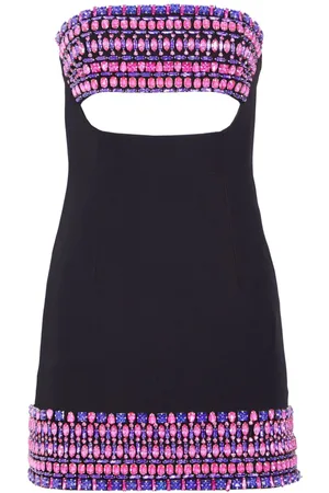 Retrofete Martini Minikleid mit Kristallverzierungen