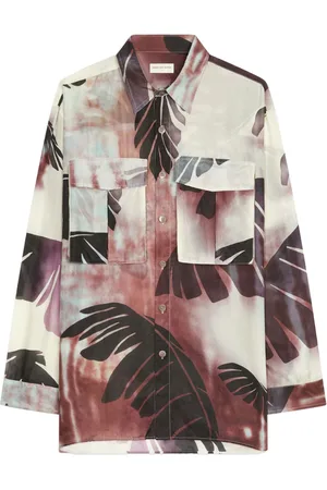 DRIES VAN NOTEN Oversized-Seidenhemd mit Print