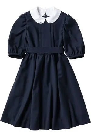 Familiar Gürtel-Kleid mit Blumenstickerei