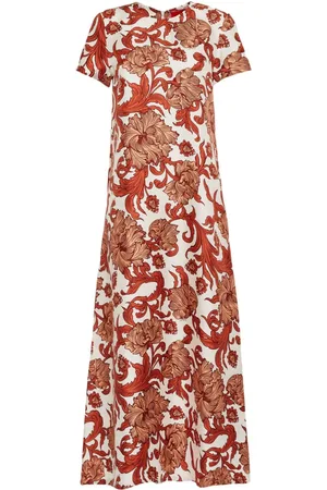 La DoubleJ Swing Seidenkleid mit botanischem Print