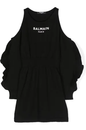 Balmain Gestricktes Kleid mit Logo-Print
