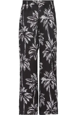 Balmain Satinhose mit Palmen-Print