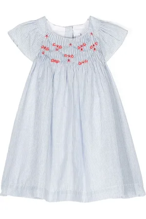 Tartine Et Chocolat Gestreiftes Kleid mit Blumenstickerei
