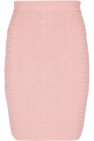 Balmain Gestrickter Minirock mit PB-Intarsie