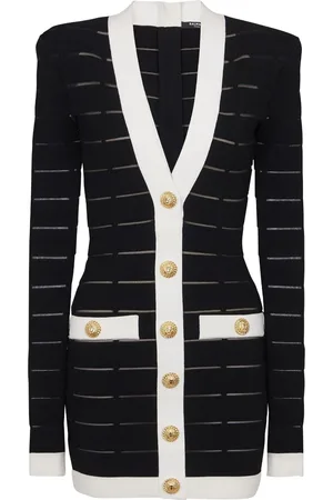 Balmain Gestricktes Minikleid mit Zierknöpfen