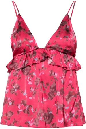Ganni Geblümtes Satin-Top