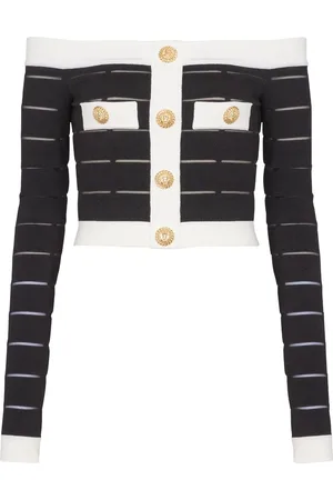 Balmain Schulterfreies Strickoberteil
