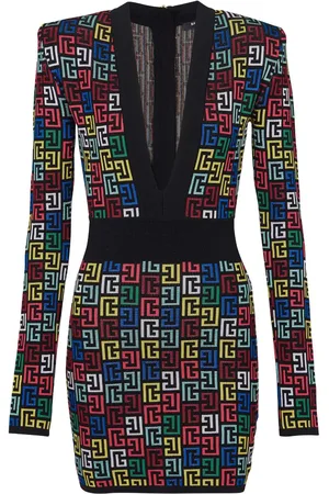 Balmain Midikleid mit Intarsienmuster