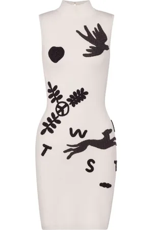 Moschino Gestricktes Minikleid mit Stickerei