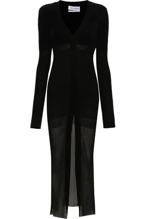 The Attico Geripptes Kleid mit V-Ausschnitt