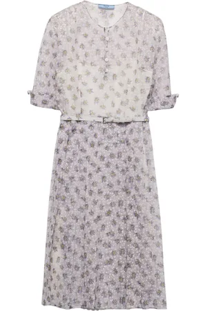Prada Midikleid mit Blumen-Print