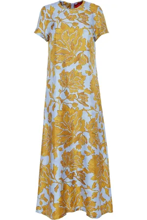La DoubleJ Maxikleid aus Seide mit Blumen-Print