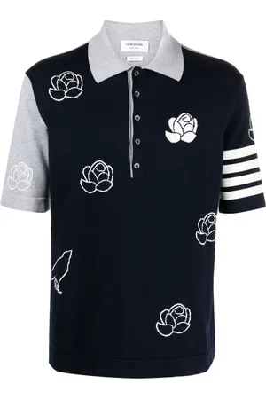 Thom Browne Intarsien-Poloshirt mit Blumenmotiv