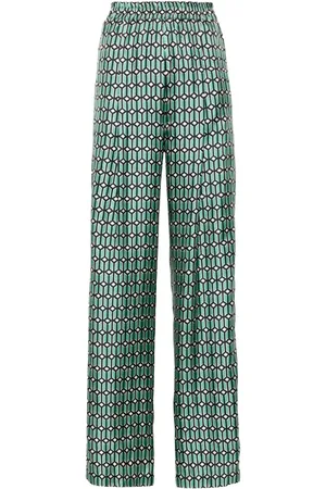 ODEEH Palazzohose aus Seide mit Blumen-Print