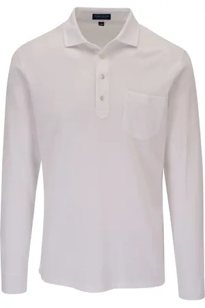 Peter Millar Langärmeliges Baumwoll-Kaschmir-Poloshirt