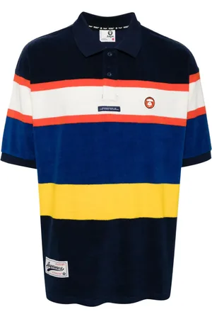 A Bathing Ape Gestreiftes Poloshirt mit Logo-Patch