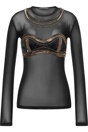 Alberta Ferretti Semi-transparentes Top mit Perlen