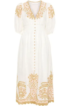 ZIMMERMANN Waverly Midikleid aus Leinen