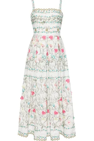Elie saab Maxikleid mit Blumenstickerei