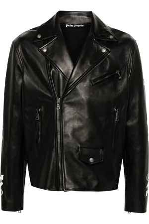 Palm Angels Lederjacke mit Monogramm-Print