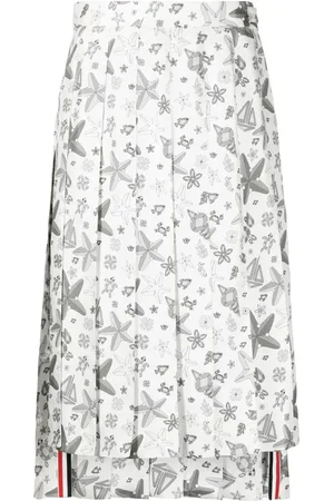 Thom Browne Faltenrock mit Logo-Print