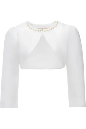 Tulleen Cropped-Jacke aus Satin
