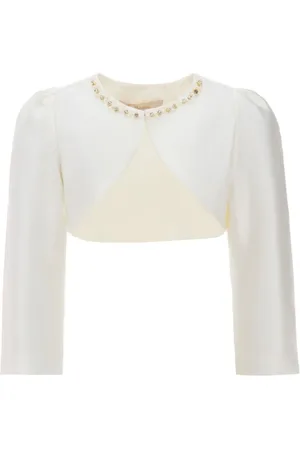 Tulleen Cropped-Jacke aus Satin