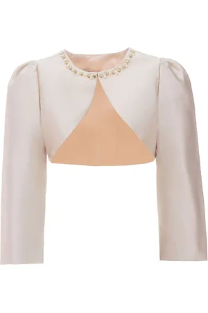 Tulleen Cropped-Jacke aus Satin