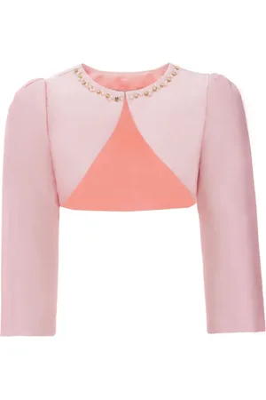 Tulleen Cropped-Jacke aus Satin