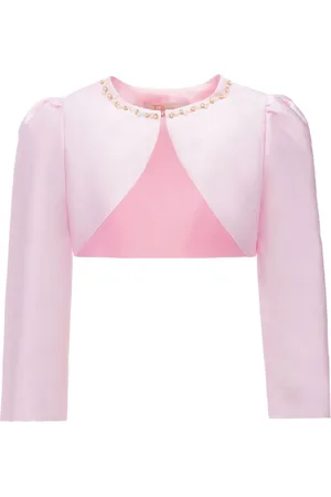 Tulleen Cropped-Jacke aus Satin