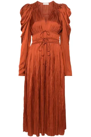 ULLA JOHNSON Plissiertes Lelou Midikleid