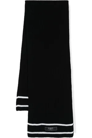 Balmain Gerippter Schal mit gestreiftem Rand