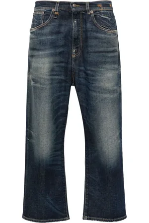R13 Boyfriend-Jeans mit Tragefalten