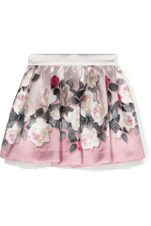 MONNALISA Faltenrock mit Rosen-Print