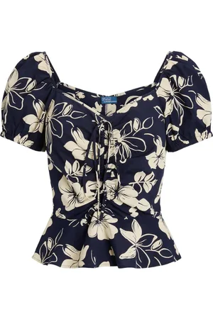 Ralph Lauren Geraffte Bluse mit Blumen-Print
