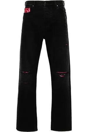 AMIRI Halbhohe Bandana Repair Straight-Leg-Jeans